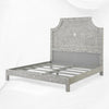 Letto king size con intarsio in osso floreale in grigio