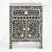 Table de chevet à deux portes et tiroirs avec incrustation d'os et motif floral, noir