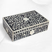 Floral Bone Inlay Box Black