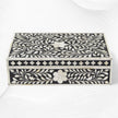Floral Bone Inlay Box Black