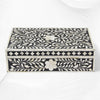 Floral Bone Inlay Box Black