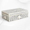 Floral Bone Inlay Box Grey