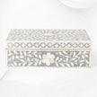 Floral Bone Inlay Box Grey
