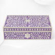 Boîte à incrustations d'os motif floral violet