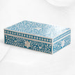 Floral Bone Inlay Box Turquoise