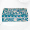 Floral Bone Inlay Box Turquoise