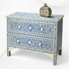 Commode florale à deux tiroirs avec incrustation d'os bleu