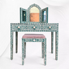 Ensemble de meuble-lavabo avec incrustation de nacre, blanc