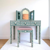 Ensemble de meuble-lavabo avec incrustation de nacre, blanc
