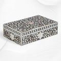 Floral Mother Of Pearl Inlay Box Black