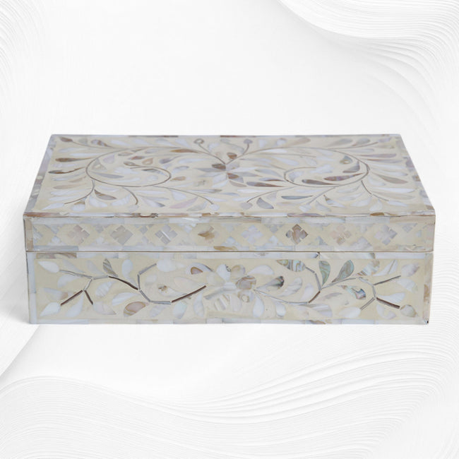 Floral Mother Of Pearl Inlay Box Ivory