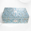 Floral Mother Of Pearl Inlay Box Turquoise