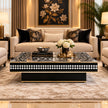Floral Vines MOP Inlay Coffee Table Rectangle Black