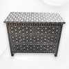 Flower Mother Of Pearl Inlay 4 Drawer Chest Black