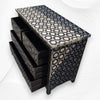 Flower Mother Of Pearl Inlay 4 Drawer Chest Black
