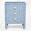 Comodino In Osso Intarsiato 3 Cassetti Blu Geometrico