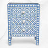 Comodino In Osso Intarsiato 3 Cassetti Blu Geometrico