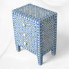 Comodino In Osso Intarsiato 3 Cassetti Blu Geometrico