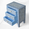Comodino In Osso Intarsiato 3 Cassetti Blu Geometrico