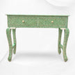 Geometric Bone Inlay 2 Drawer Curved Console Green