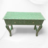 Geometric Bone Inlay 2 Drawer Curved Console Green