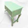 Geometric Bone Inlay 2 Drawer Curved Console Green