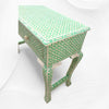 Geometric Bone Inlay 2 Drawer Curved Console Green
