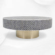 Geometrischer Couchtisch mit Knocheneinlage, Schwarz