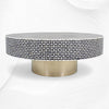 Geometrischer Couchtisch mit Knocheneinlage, Schwarz