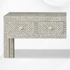 Consolle Bone Inlay 4 cassetti Design geometrico Grigio