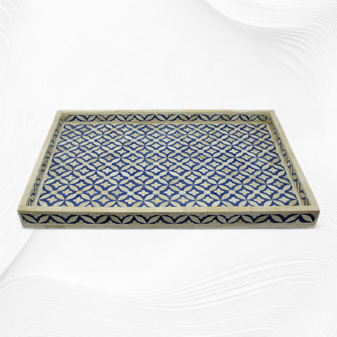 Geometric Bone Inlay Tray Blue