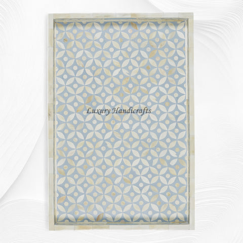 Geometric Bone Inlay Tray Ice Blue