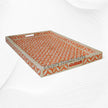 Geometric Bone Inlay Tray Orange | Inlaid Tray