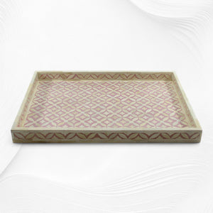 Geometric Bone Inlay Tray Pink