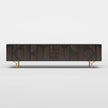 Glyph Carved Front Wooden Media Console on a white background