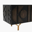 Glyph Carved Front Wooden Media Console side view of the carved front