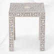 Table d'appoint florale avec incrustation d'os gris