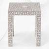 Table d'appoint florale avec incrustation d'os gris