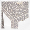Table d'appoint florale avec incrustation d'os gris
