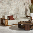 Harbour Box Frame Teak Sofa in a living room
