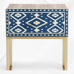 Ikat Bone Inlay Bedside 1 Drawer Indigo