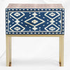 Ikat Bone Inlay Bedside 1 Drawer Indigo