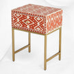 Chevet avec incrustation d'os Ikat Orange