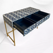 Ikat Bone Inlay Schminktisch Blau