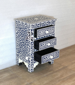 Bone Inlay Floral 3 Drawers Bedside Blue