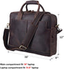 Genuine Full Grain Leather Men's 16 Inch Laptop Briefcase Messenger Bag Tote Satchel Bag with YKK Metal Zippers