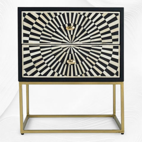 Illusion Bone Inlay Nightstand Black