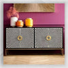 Black illusion bone inlay sideboard with geometric pattern