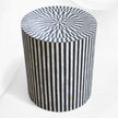 Illusion Bone Inlay Stripe Side Table Black