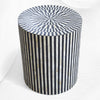 Illusion Bone Inlay Stripe Side Table Black